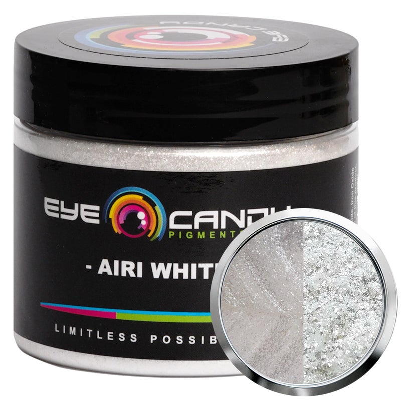 Eye Candy Pigments Premium White Mica Powder - Airi White (50gr) - for Epoxy, Resin, Soap, Paint, Woodworking, Acrylic Pouring, Bath Bombs, Fishing Lures - DIY Arts and Crafts Additive - Image 1